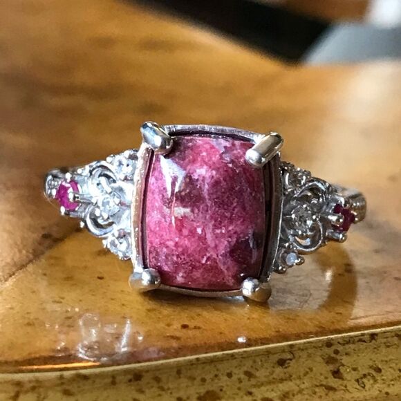Norwegian Thulite Sterling Silver Ring Size 10 - Picture 9 of 9